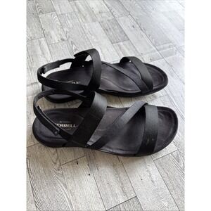 Merrell Sandals Womens Sz 10 Black Strappy Flats Slingback Comfort Hiking